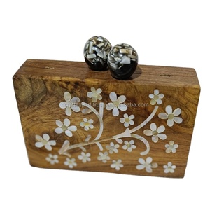 Bolso de mano con diseño de hoja con incrustaciones de madreperla de madera, monedero, regalos árabes, bolso de maquillaje árabe, bolso de viaje para mujer - Product Image 3