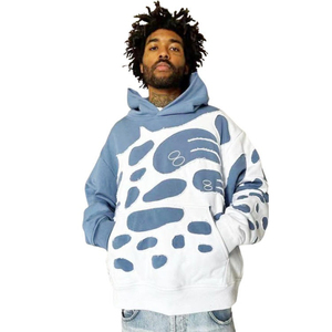 Sweat à capuche zippé pour homme en mélange de coton 100% délavé à l'acide, effet vieilli, broderie, tissu polaire, coupe ample, hiver, service OEM - Product Image 1