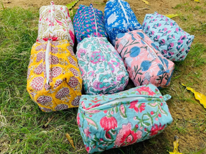 Bohemian Floral Cosmetic Bag Medium Size Zipper Closure Toiletry Bag Drawstring Portable <b>Makeup</b> Case Multi Color Textile Pattern - Product Image 4