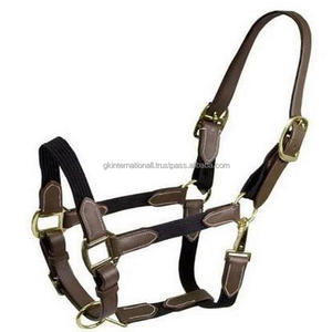 Licou de cheval en cuir Durable, sangle en Nylon, bandage nasal rembourré, en néoprène souple, cou, matériel en laiton robuste - Product Image 4