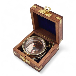 <b>Antique</b> Brass Pocket <b>Compass</b> with Wooden Gift Box Vintage Nautical Navigation <b>Compass</b> Maritime Travel <b>Compass</b> Decorative Gift - Product Image 4