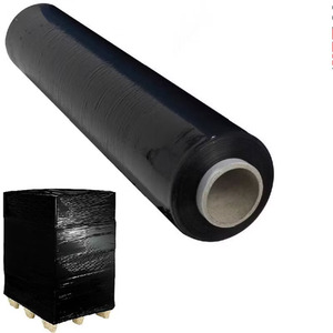 Black PE Stretch Film <b>Rolls</b> Opaque Glossy Protective Packaging Material for Industrial Use - Product Image 4