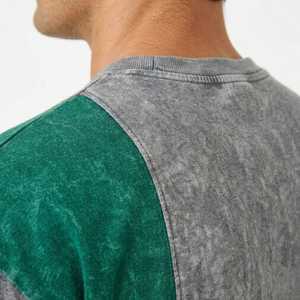 Camiseta de hombre 2026 con efecto lavado, estilo casual de verano, manga corta, panel en contraste, corte relajado, estilo urbano, algodón suave, top de moda. - Product Image 4