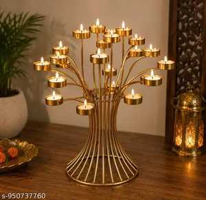 Ornate Brass Candelabra Tree / Multi-Cup <b>Tealight</b> <b>Holder</b> Stand home into a radiant oasis with this breathtaking multi-tiered - Product Image 1