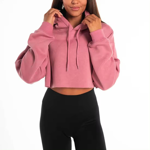 Sudadera con capucha de streetwear personalizada, tipo manta tejida, estilo tapicería, para mujer, ropa de otoño, talla grande, top corto con capucha para mujer - Product Image 1