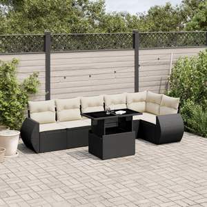 Conjunto de Sofás Modulares Grandes de Ratán PE Negro para Jardín, Muebles Modulares Elegantes para Exteriores - Product Image 1