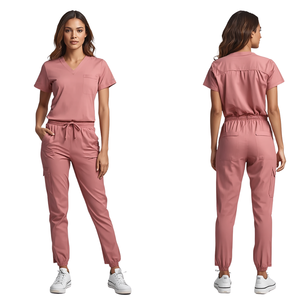 Uniforme Médico Premium para Mujer, Color Rosa Empolvado, Ligero, Elástico, Profesional, con Pantalones Tipo Jogger - Product Image 3