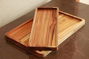 Bandeja grande de madera hecha a mano para hotel y restaurante Bandeja de madera de lujo para servir de Falak World Export - Product Image 3