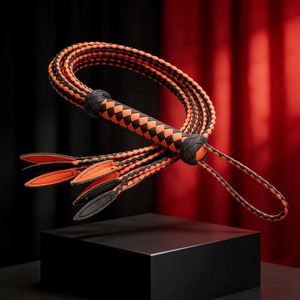 Vente chaude : Fouet et lances de bondage SPALL JP SPORTS SJS-HF-0024 en cuir véritable sur mesure, couleur orange, BDSM, à prix réduit - Product Image 2