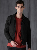 Blouson bomber noir pour homme, col montant, fermeture éclair, coupe-vent, polyester, décontracté, pour l'automne