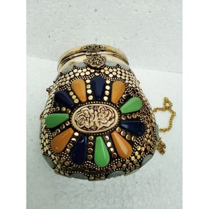 Bolso de Mano de Metal Antiguo de Lujo para Mujer, Accesorios de Moda de Cristal para Fiestas - Product Image 4