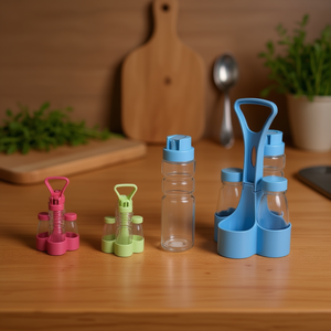 Set di 4 barattoli per spezie colorati con coperchio per conservazione in cucina, 20 x 10 x 10 cm, impilabili, ermetici, senza BPA, per alimenti. - Product Image 3