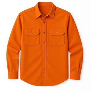 Men's Long Sleeve <b>Flame</b> Resistant Security Work <b>Shirt</b> Orange Breathable Water Resistant Two Chest Pockets Screen Printed Uniform - Product Image 1