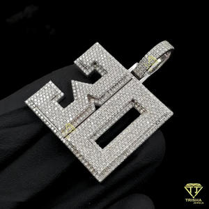 "30" Number Pendant Moissanite Diamond Iced Out Hip Hop Necklace Luxury Bling Jewelry Gift For Men - Product Image 4