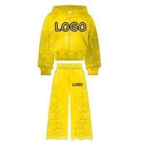 Unisex Men's & Women's 100% Cotton Breathable Fleece <b>Flared</b> <b>Sweatpants</b> Hoodie Set for Casual Tracksuit Winter - Product Image 6