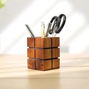 Acacia Wood Pen Holder Wholesale | Minimalist <b>Desk</b> Organizer | Moradabad India - Product Image 5