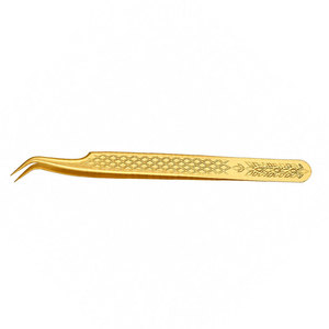 Pinzas Curvas de Precisión para Pestañas, Recubiertas en Oro, con Punta Suave, Herramienta para Aplicación de Extensiones - Product Image 6