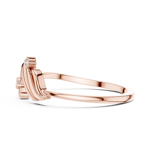 Bague élégante en or rose à motif floral ondulé pour femme, bijou de mode minimaliste pour promesse ou fiançailles, cadeau idéal - Product Image 5