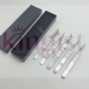 <b>Precision</b> Stainless Steel Eyelash Tweezers Set Smooth Tip Curved Straight For Beauty Application - Product Image 6