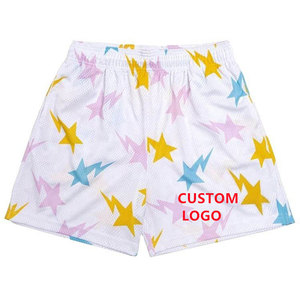 Men's Brown Star Lightning Print Sublimation Board Shorts Elastic Waist Breathable Casual Sport Shorts Custom Logo Front - Product Image 4