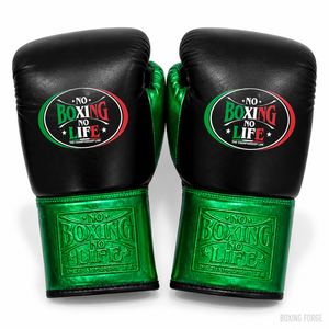 No Boxing No Life Leather Boxing Gloves <b>Lace</b>-Up Wrist Strap Breathable Customized Logo Adult Training Gear Gold White Red Green - Product Image 1