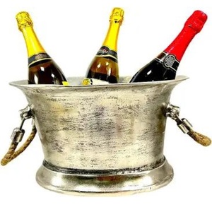 Seau à glace en métal plaqué argent pour fêtes, restaurants, bars et soirées de mariage, décoration intérieure, refroidisseur à vin - Product Image 3