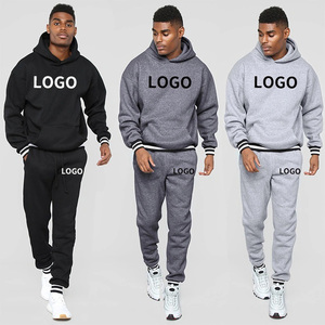 Ensemble de survêtement vintage gris foncé à capuche pour homme, manches longues, couleur unie, vêtements décontractés, sweat-shirt respirant en coton, pantalon de jogging - Product Image 2