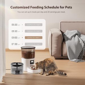 Comedero y Bebedero Automático para Gatos, Dispensador de Comida Seca para Mascotas con Temporizador, Control de Porciones Programable, 1-6 Comidas por Día - Product Image 2