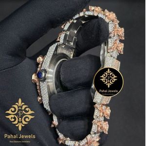 Reloj de Pulsera Mecánico de Lujo de Alta Calidad, Automático, en Tono Oro Rosa, con Diamantes, Brazalete con Eslabones Florales de Diamantes de Imitación, Regalo de Joyería - Product Image 4