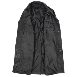 Manteau long pour homme en cuir véritable noir, imperméable, respirant, style gothique, motard, coupe-vent, veste punk, taille XL - Product Image 3