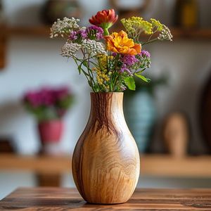 Fabricant OEM – Vase à fleurs en bois moderne et innovant pour un intérieur d'appartement élégant, avec une forme unique et une finition mate naturelle - Product Image 5
