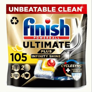 Ultimate Plus Infinity Shine 105 Dishwasher Detergent Tablets Lemon Sparkle Tough Grease Effective <b>Liquid</b> for Finish Tough - Product Image 2