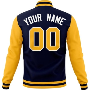 Veste de basket-ball en laine 100% OEM avec broderie, manches en cuir, veste de varsity personnalisée en cuir pour hommes - Product Image 2