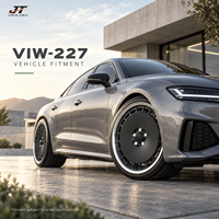 Jantes forgées à disque plein avec fentes d'aération 18-22 pouces, finition noir mat avec lèvre polie VIW-227 pour BMW Audi Mercedes-Benz