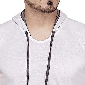 Camiseta sin mangas con capucha para hombre, de algodón y elastano, cuello redondo, estilo musculoso, con un solo botón, cordón ajustable, transpirable, de secado rápido, de alta calidad. - Product Image 3