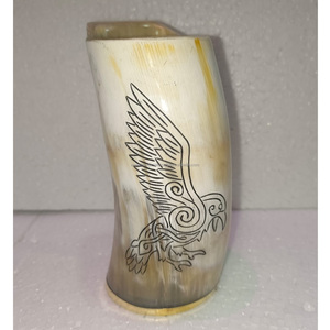 Fabriqué à la main personnalisé Viking sculpture en céramique corne à boire tasse hautement polie corne naturelle inde pour les cadeaux d'affaires-vin bière - Product Image 1