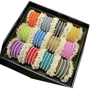 Conjunto de brazaletes de perlas coloridas, colección de pulseras con cuentas de diamantes de imitación, caja de regalo para fiesta, boda, joyería para mujer - Product Image 1