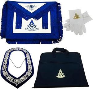 Collar de Cadena para Mandatario Masónico, Azul Real, para Mandatarios Anteriores. Guantes con estuche suave - Product Image 1