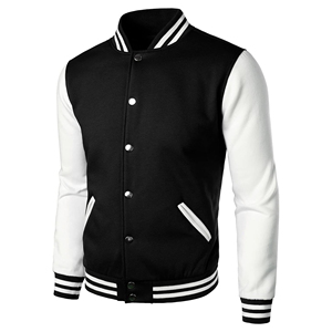Custom High Quality <b>Men</b> Black Varsity <b>Jacket</b> <b>White</b> Leather Sleeve College Bomber Letterman Unisex Baseball <b>Jacket</b> Wholesale OEM - Product Image 2