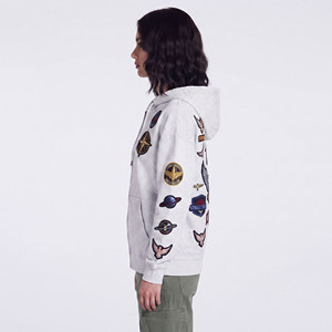 Sweat à capuche polaire ample pour femme avec patchs brodés, épais, à épaules tombantes, délavé à l'acide, doublé, écologique, pour l'hiver - Product Image 2