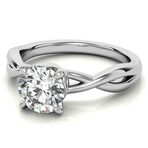 Colorless Moissanite Engagement <b>Ring</b> 925 Sterling Silver Wedding <b>Statement</b> <b>Ring</b> 1 Carat Round Cut Twisted <b>Ring</b> - Product Image 3