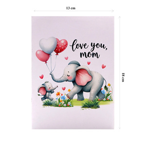 Tarjeta de Felicitación Artesanal 3D con Diseño de Familia de Elefantes y Flores, Superventas, Tendencia en Vietnam, Hanói - Product Image 6