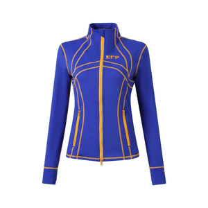 Royal Blue Gold Piping Women's Full Zip <b>Track</b> <b>Jacket</b> High Neck Slim Fit Long Sleeve Sportswear Custom Team Athletic <b>Jacket</b> - Product Image 1