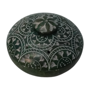 Boîte à bijoux en stéatite sculptée à la main classique Offre Spéciale de Style Art rond traditionnel pour la maison but cadeau décoratif à bas taux - Product Image 1