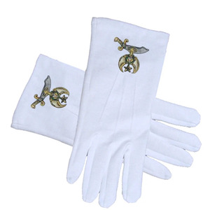 Gants en coton blancs maçonniques avec broderie étoile, longueur poignet, pour services professionnels et usage quotidien, style uni - Product Image 5
