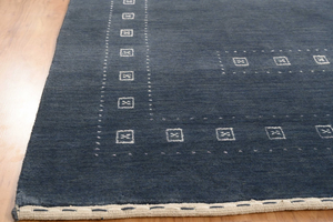 Tapis Gabbeh en laine bleu gris, tissé à la main, style minimaliste, grande taille pour salon, chambre à coucher, décoration intérieure - Product Image 3