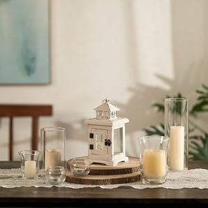 Farol Decorativo de Madera para Montar en la Pared, Portavelas Rústico Estilo Granja, Farol Colgante para Decoración Interior y Exterior - Product Image 3
