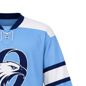 <b>Light</b> Blue White Sublimation Ice Hockey Jersey Long Sleeve Team Sports Shirt Outdoor Game Uniform Training Wear Hockey - Product Image 5
