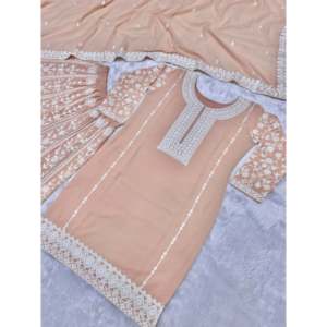 Conjunto de Top y Pantalón Palazzo para Mujer con Bordado de Cadena y Dupatta, Top y Dupatta Modernos con Elegante Bordado - Product Image 2