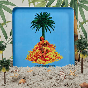 Plateau carré en métal émaillé personnalisé de haute qualité, attrayant, sans BPA, compatible lave-vaisselle, couleur bleu foncé, pour la fête du Ramadan - Product Image 4